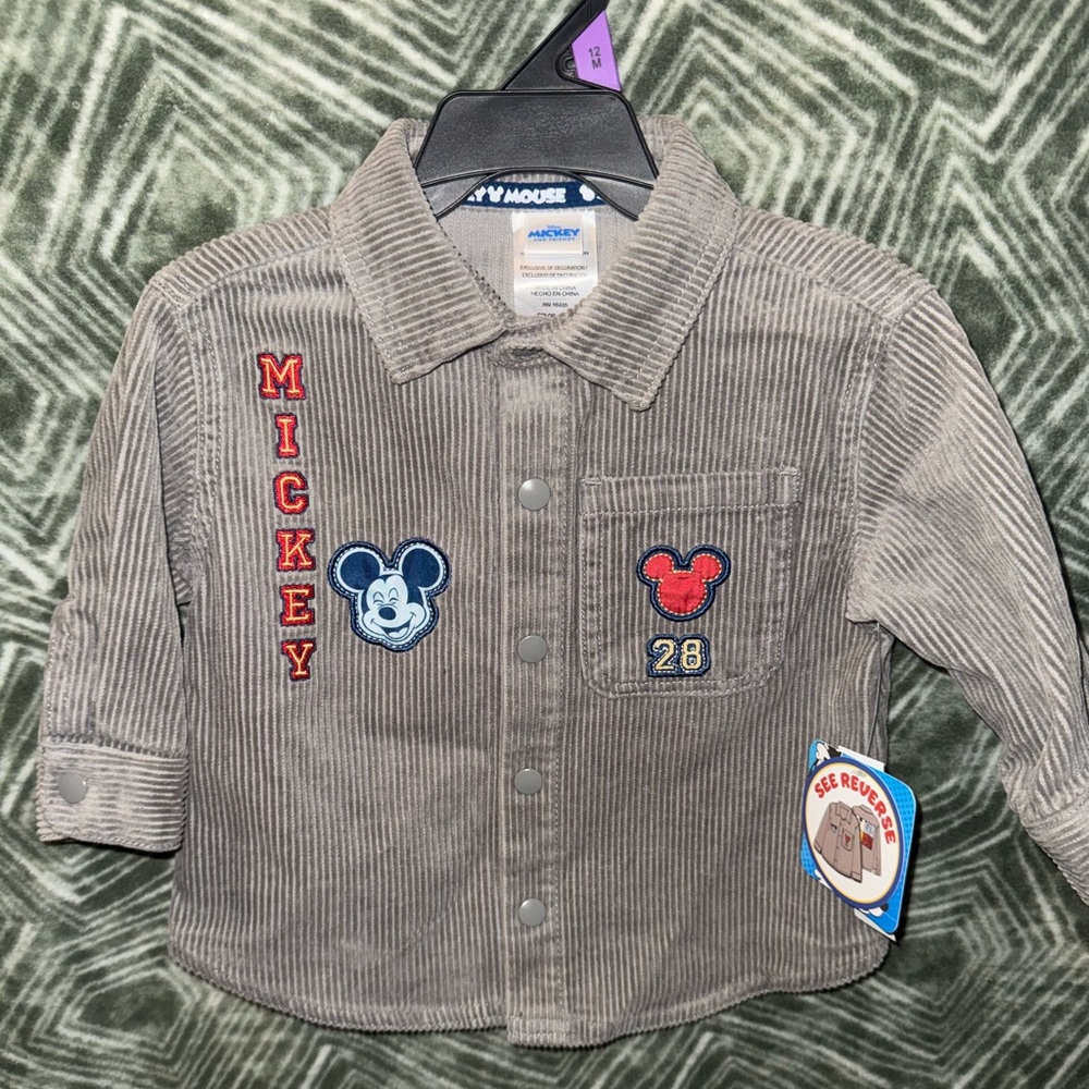Disney Mickey Mouse Kids Gray Corduroy jacket button up